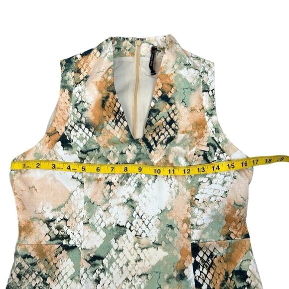 Rachel Roy Dress Womens Size 8 Peach Green Snakeskin Watercolors Sheath Lined - Picture 5 of 8